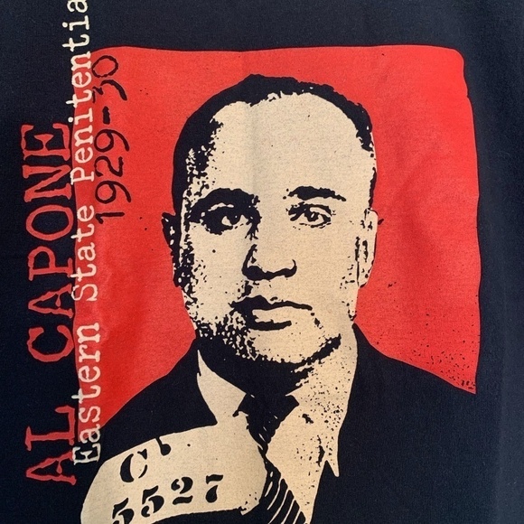 Gangster Al Capone Black Men’s T-shirt Shirt Eastern State Penitentiary Chicago - Picture 4 of 8